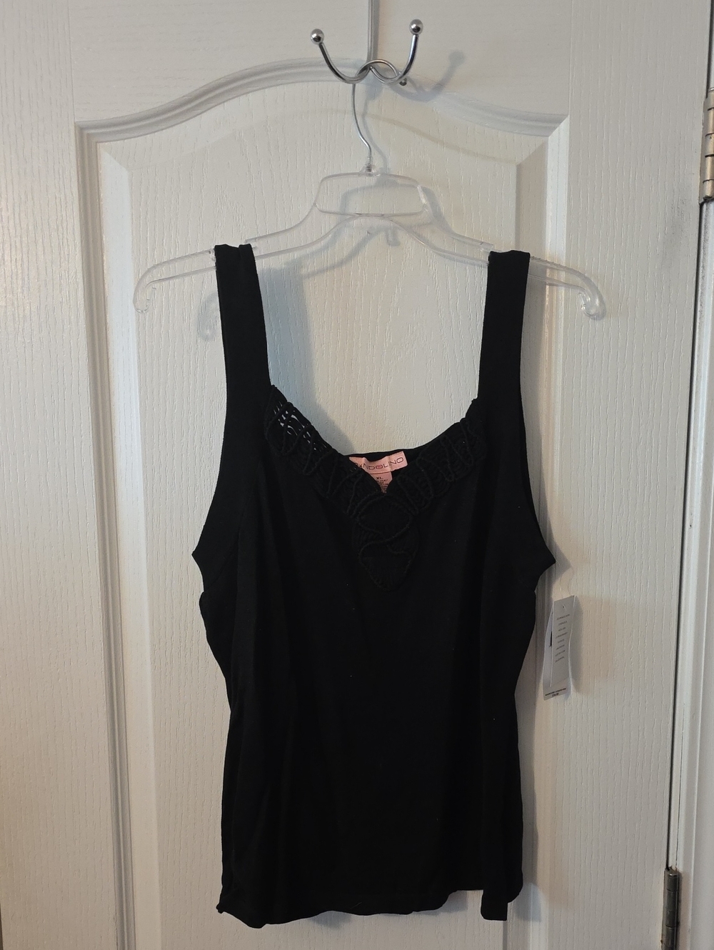 Bandolina Black Sleeveless Knit Tank with Lace Accent